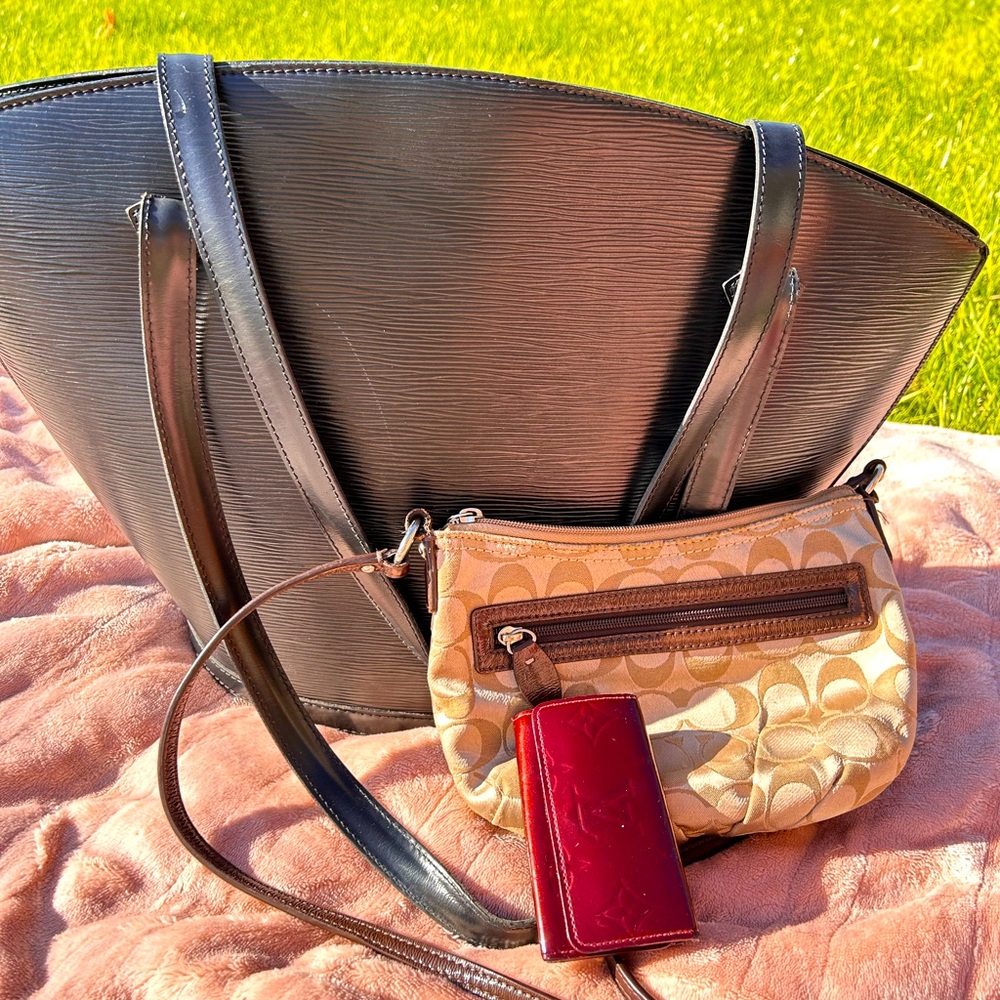 Louis Vuitton Saint Jacques Epi bag, LV Vernis key holder, Coach crossbody bag
